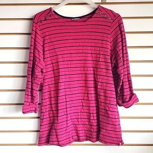 Croft & Barrow fushia stripped long sleeve 1x top